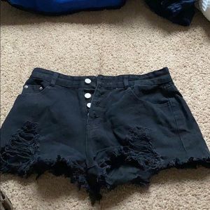 Black Shein ripped jean shorts (high waisted)